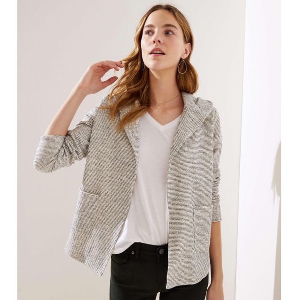 LOFT Striped Open Front Hoodie